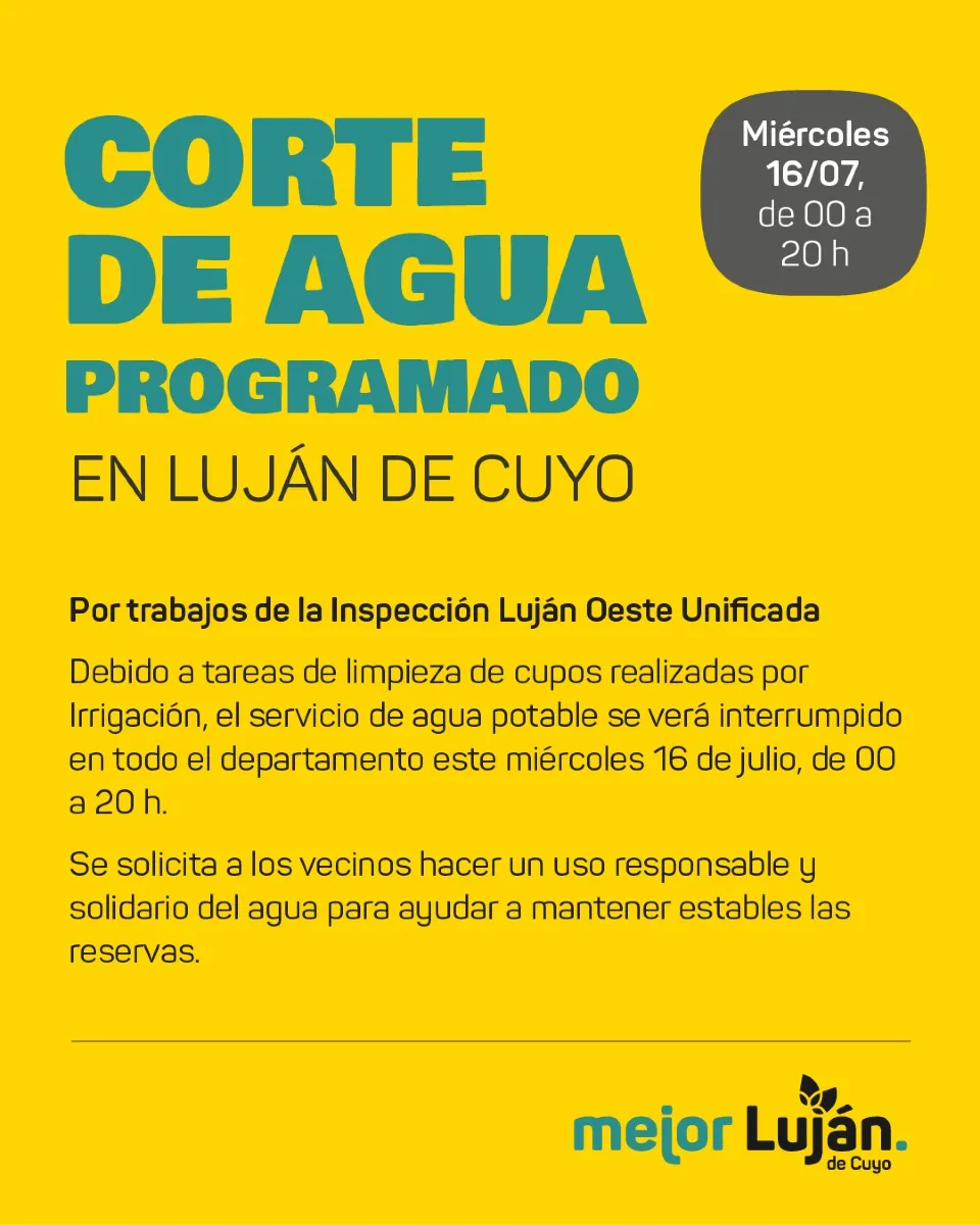 comunicado agua lujan